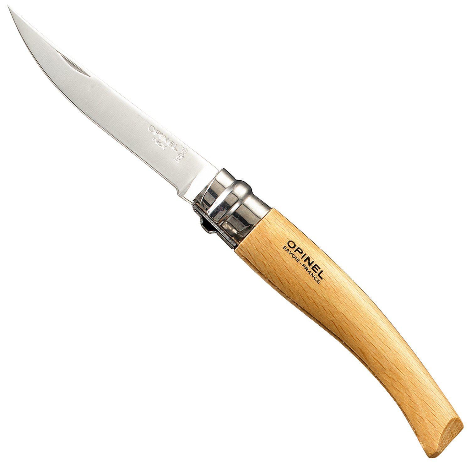 Opinel Stainless Steel Effilés Slim Knife ~ Beechwood Handle