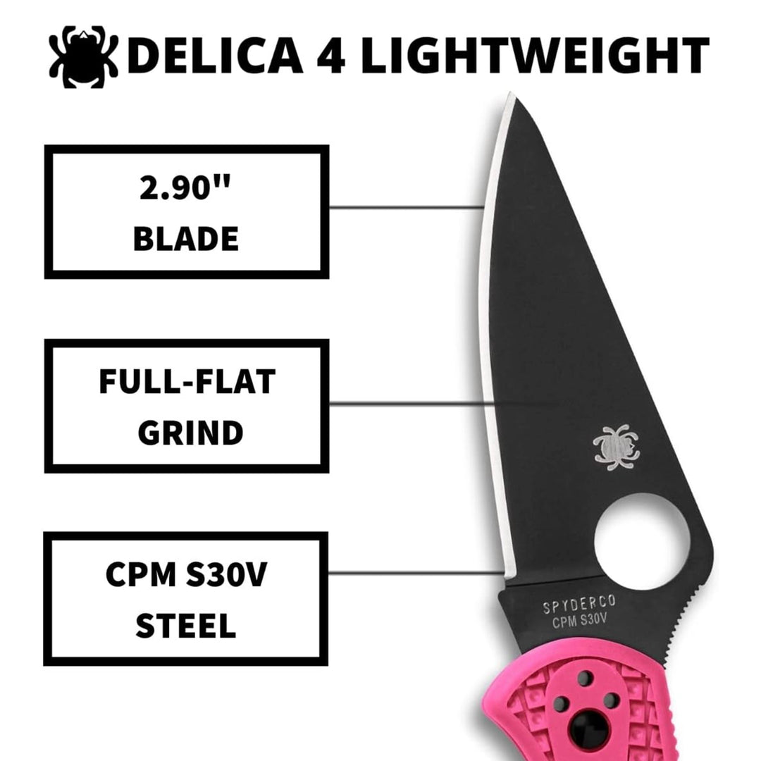 Spyderco Delica 4 Pink Lightweight Black Blade