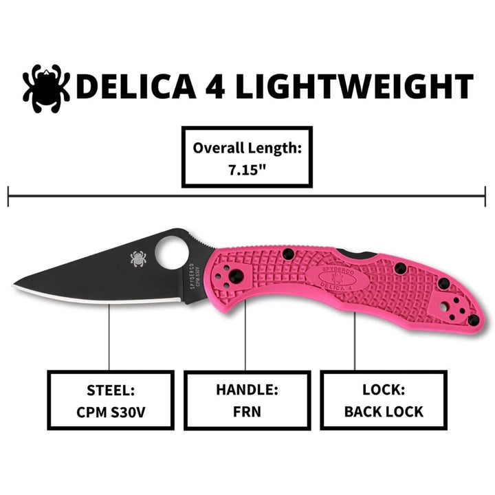 Spyderco Delica 4 Pink Lightweight Black Blade