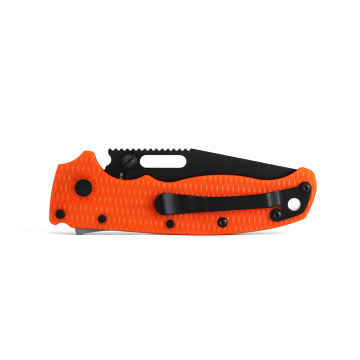 Demko AD 20.5 Shark Lock, Black DLC Blade, Orange Scales