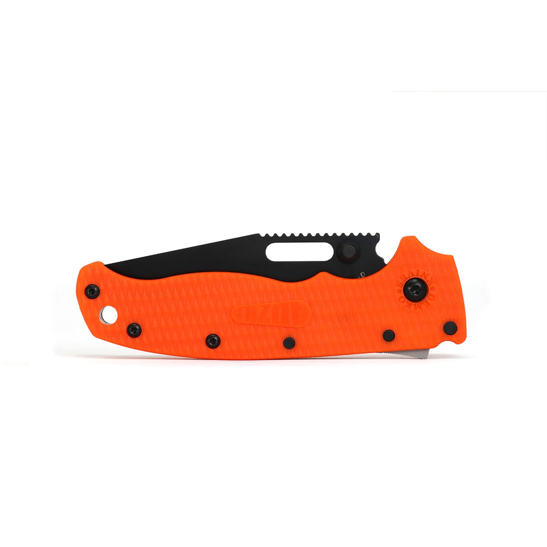 Demko AD 20.5 Shark Lock, Black DLC Blade, Orange Scales