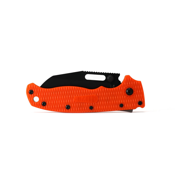 Demko AD 20.5 Shark Lock, Black DLC Blade, Orange Scales