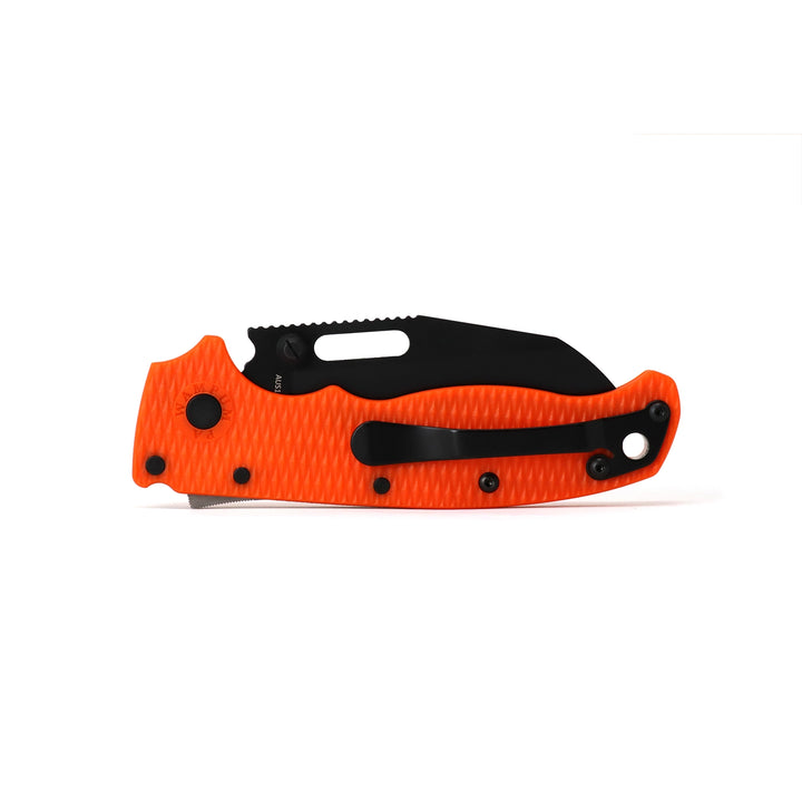 Demko AD 20.5 Shark Lock, Black DLC Blade, Orange Scales