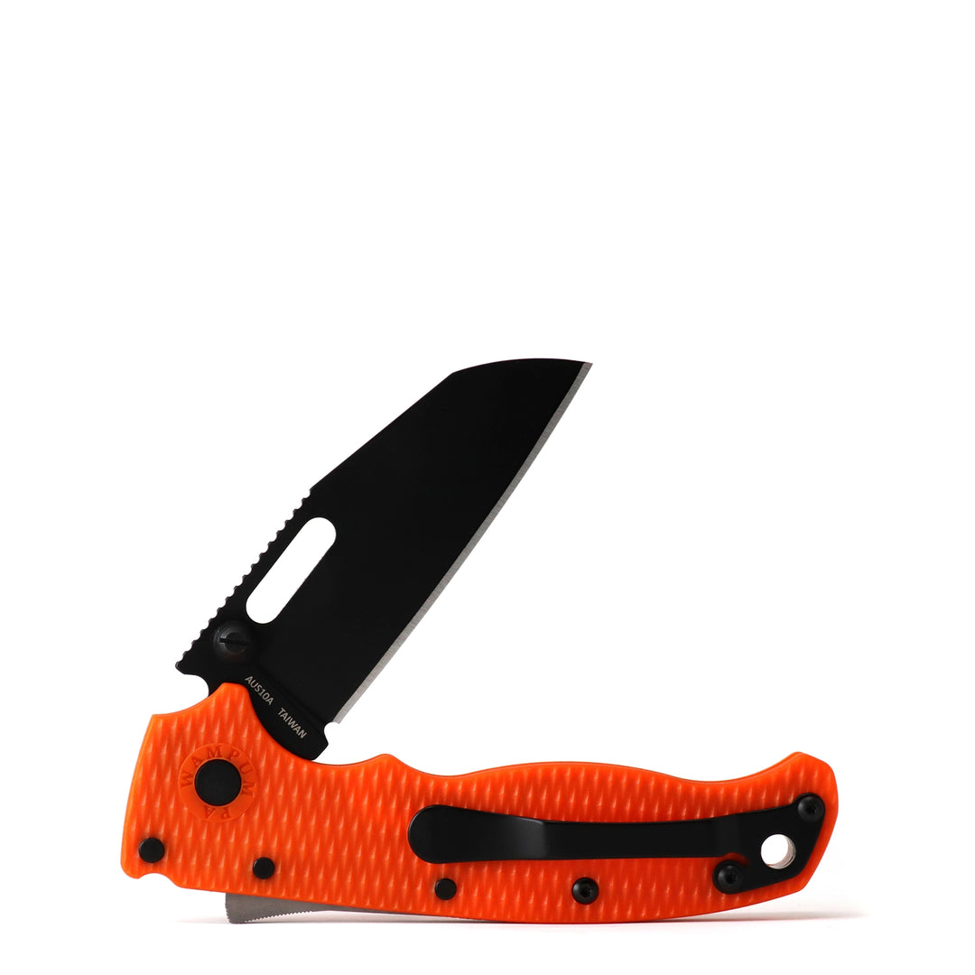 Demko AD 20.5 Shark Lock, Black DLC Blade, Orange Scales