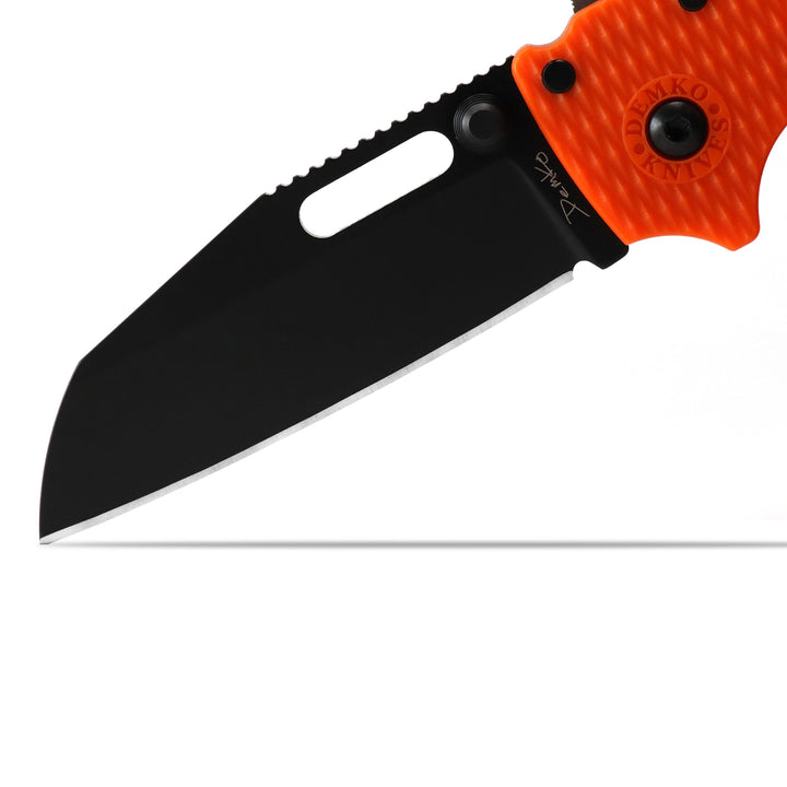 Demko AD 20.5 Shark Lock, Black DLC Blade, Orange Scales