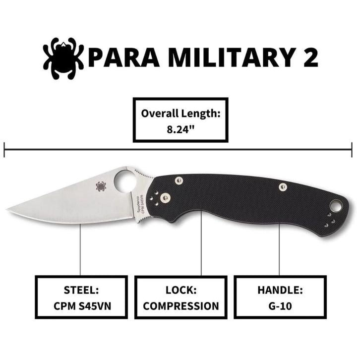 Spyderco Para Military 2 G-10 Black PlainEdge