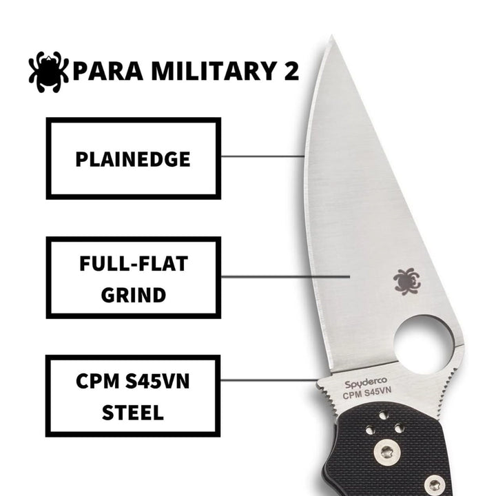 Spyderco Para Military 2 G-10 Black PlainEdge